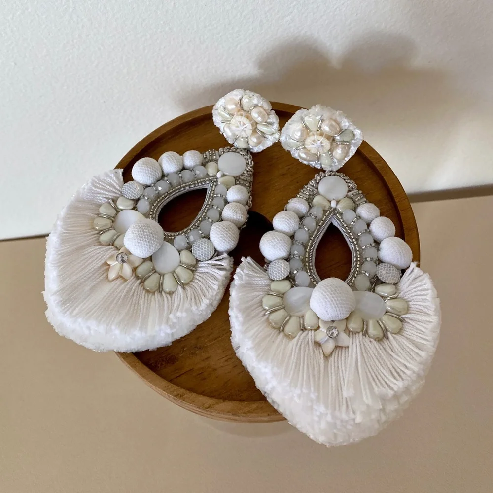 Ranjana Khan Simone Beaded Clip-On Statement Earrings